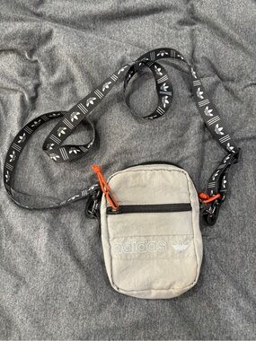 Adidas Small Crossbody Bag in Light Gray with Black Strap